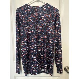 Columbia PFG Camouflage Shirt S Blue Red White Fishing Boat Performance Men's‎